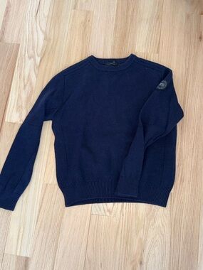 Canada Goose Men's Navy Crewneck Sweater with Sleeve Patch